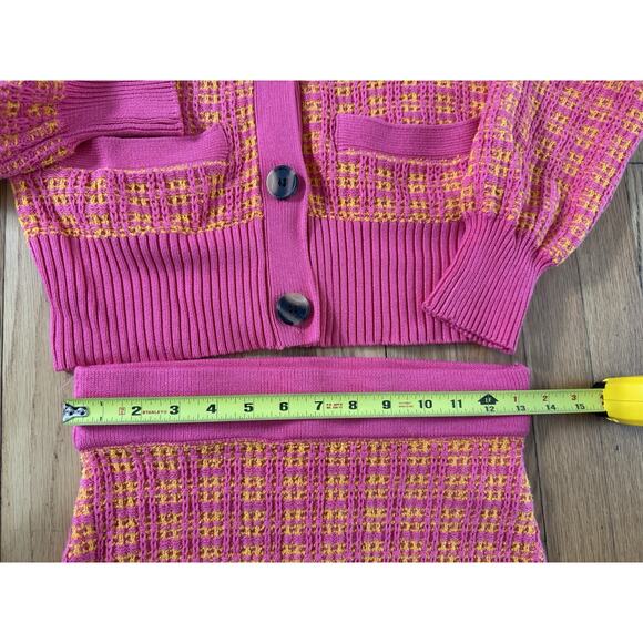 Plaid Pencil Skirt Sweater Set Knit Pink Legally Blond Preppy XS - Picture 10 of 13